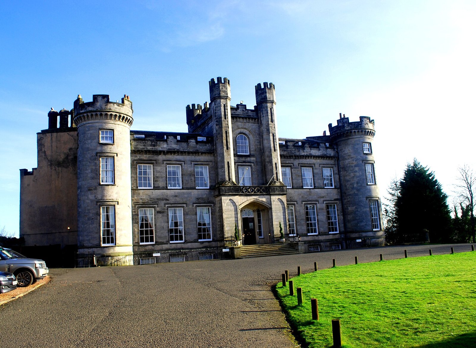 Airth Castle overlooking the village of Airth and the River Forth
