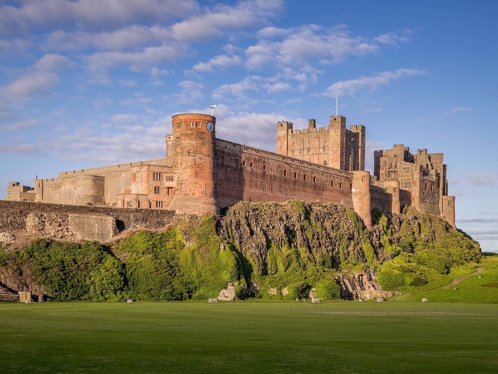 Bamburgh Castle on its rocky outcrop above the Northumberland coast