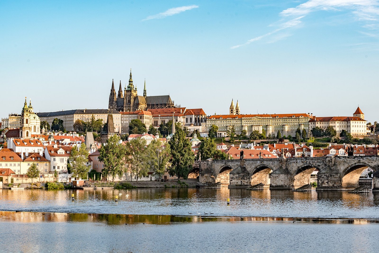Prague Castle and St Vitus Cathedral above the Vltava river